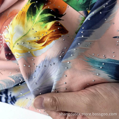 45s Feather Design Semi Digital Rayon Fabric